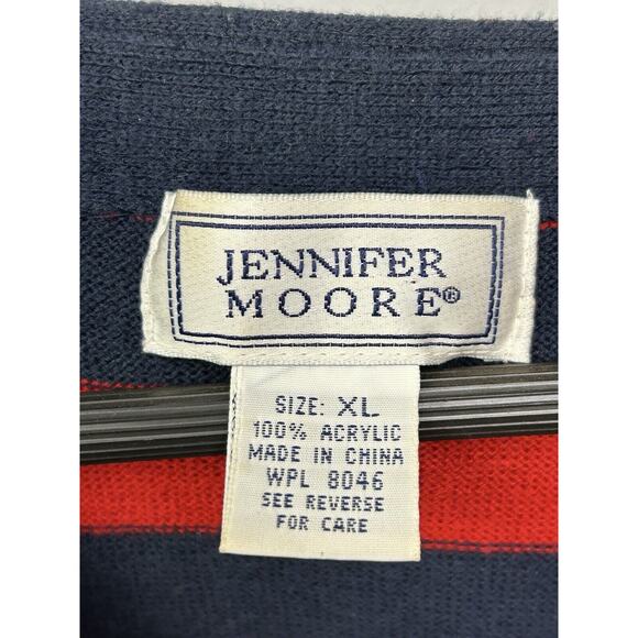 Vintage Jennifer Moore Knit Cardigan Sweater Womens XL Nautical Embroidered - Picture 4 of 7